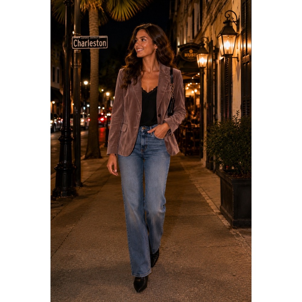 French Connection Velvet Blazer‎ Lilac Mauve Tan Tailored Jacket